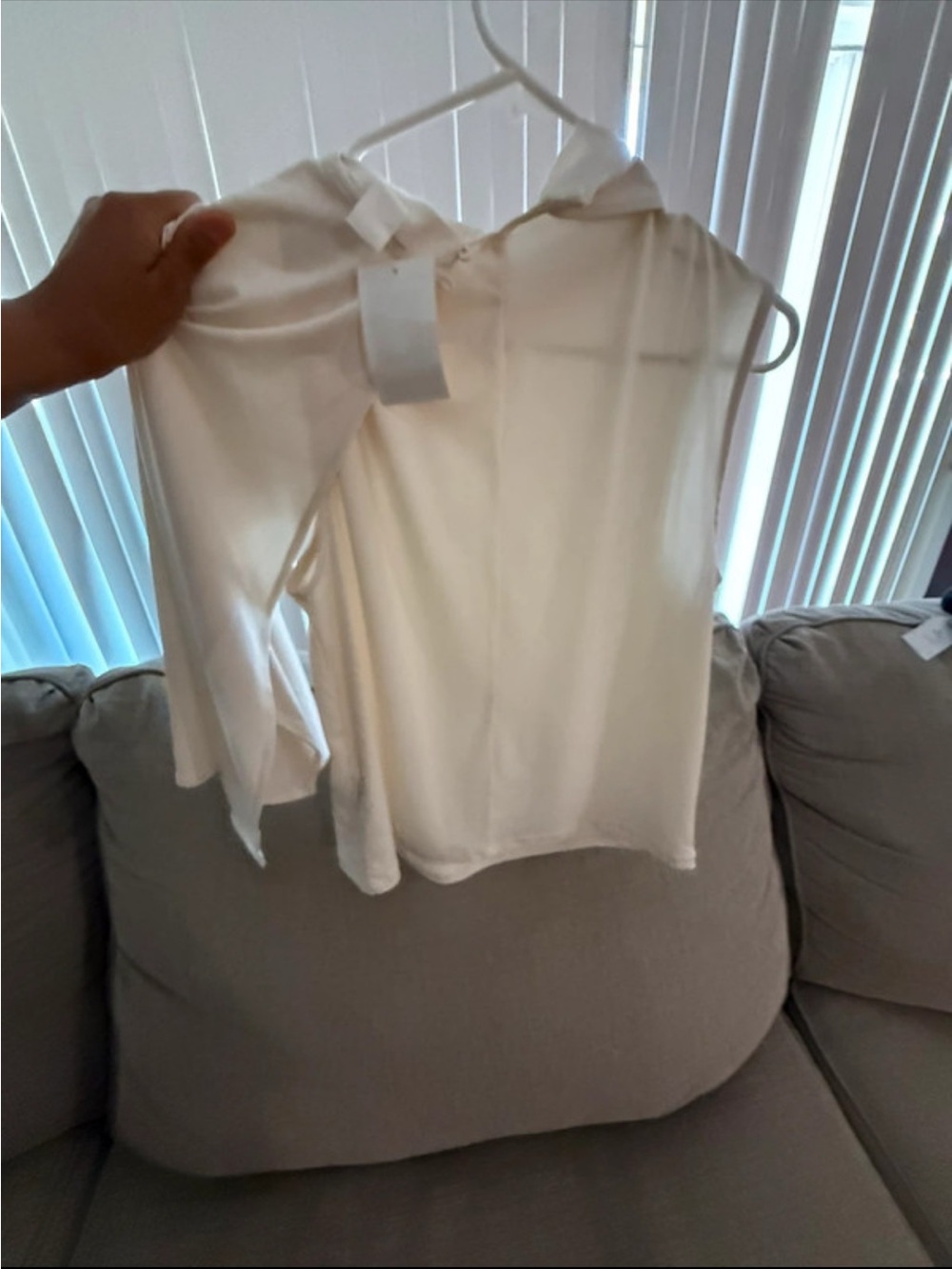 H&M Cream Sleeveless Hooded Blouse